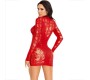 Leg Avenue Dresses LEG AVENUE - MINI DRESS WITH LACE LONG SLEEVE RED