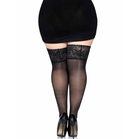 Leg Avenue Hosiery LEG AVENUE STAY UPS SHEER HIGH HIGH PLUS SIZE