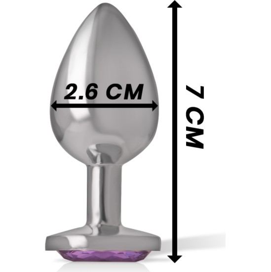 Intense Anal Toys INTENSE - METAL ALUMINUM ANAL PLUG WITH VIOLET GLASS SIZE S