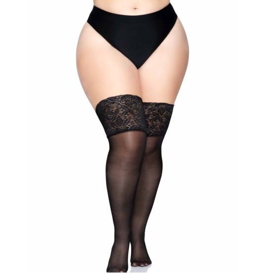 Leg Avenue Hosiery LEG AVENUE STAY UPS SHEER HIGH HIGH PLUS SIZE