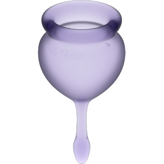 Satisfyer Menstrual Cups APMIERINĀTĀJS - LABAS SAJŪTĪBAS MENSTRUĀLĀ KAUSS PURPULA 15 + 20 ML