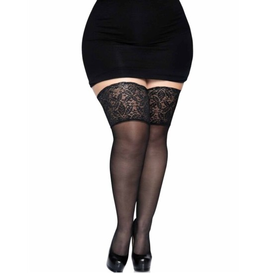 Leg Avenue Hosiery LEG AVENUE STAY UPS SHEER HIGH HIGH PLUS SIZE