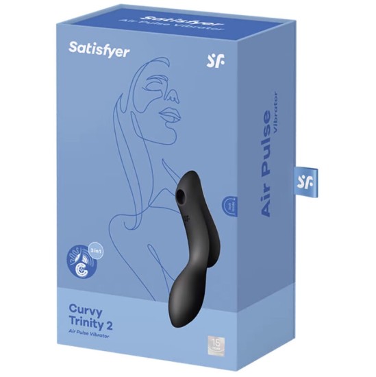Satisfyer Air Pulse SATISFYER CURVY TRINITY 2 ВОЗДУШНО-ИМПУЛЬСНЫЙ ВИБРАТОР - ЧЕРНЫЙ