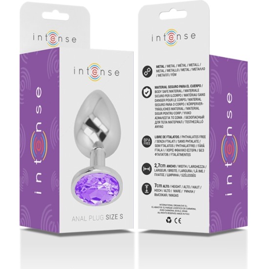 Intense Anal Toys INTENSE - METAL ALUMINUM ANAL PLUG WITH VIOLET GLASS SIZE S