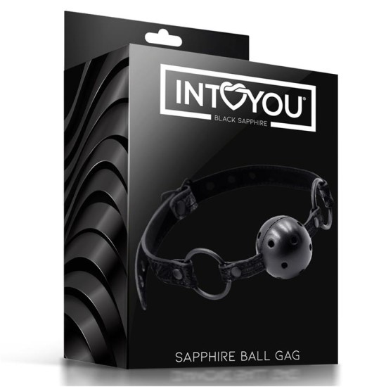 Black Sapphire Breathable Gag Ball Sapphire Vegan Leather