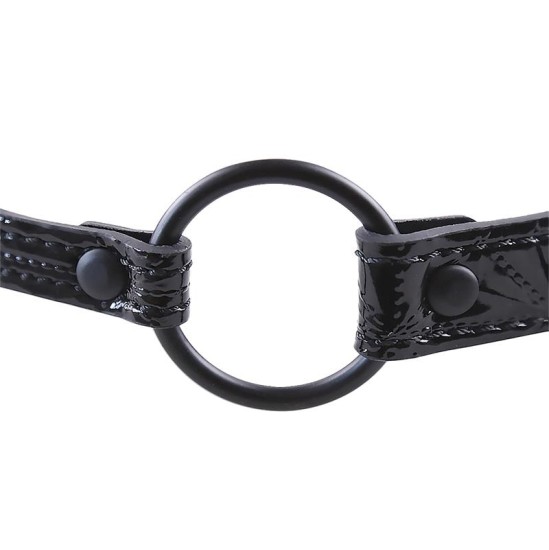 Black Sapphire Elpojoša Gag Ball Sapphire Vegan Leather