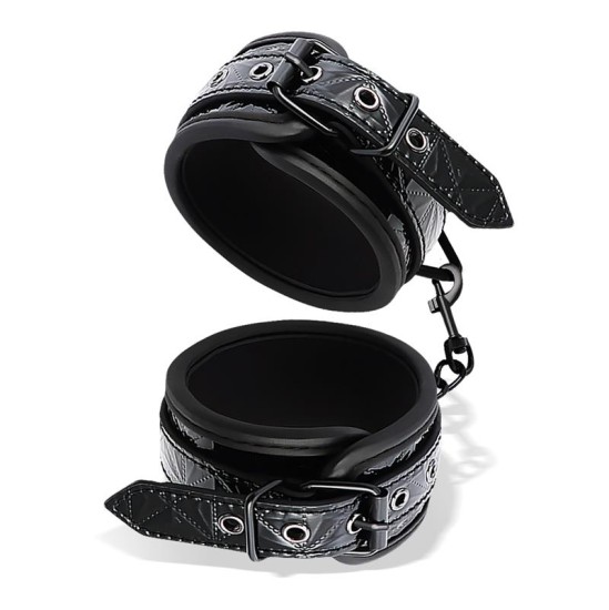 Black Sapphire Adjustable Handcuffs Sapphire Vegan Leather