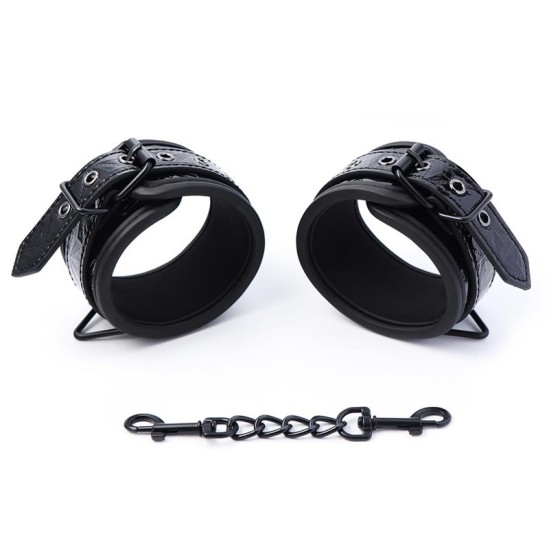 Black Sapphire Adjustable Handcuffs Sapphire Vegan Leather