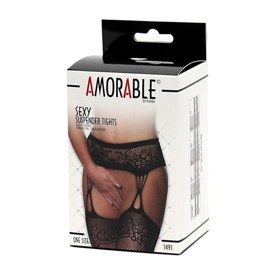 Amorable Suspender Tights Black One Size