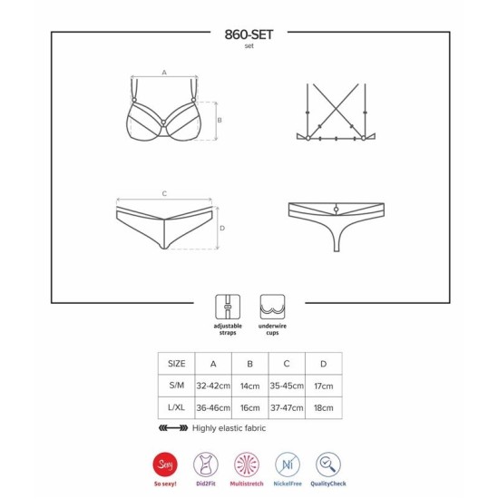 Obsessive 860-komplekts-1 2 DA?U komplekts, melns