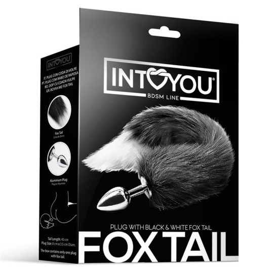 Intoyou Bdsm Line Anālais spraudnis, melnbalts Foxy Tail izmērs M