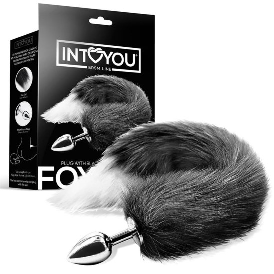 Intoyou Bdsm Line Anālais spraudnis, melnbalts Foxy Tail izmērs M