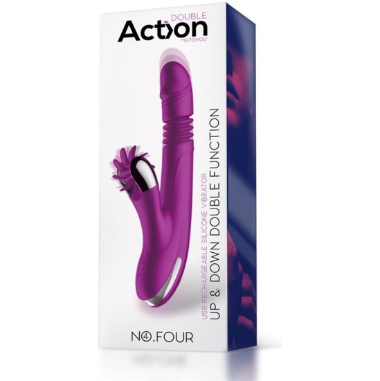 Action Nr. Četri uz augšu un uz leju vibrators ar rotējošu riteni