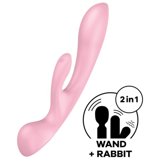 Satisfyer Vibrator APMIERINĀTĀJS - TRIPLE OH HIBRĪDA VIBRĀCIJA ROZĀ