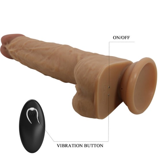 Baile Dildos PRETTY LOVE - JONATHAN SILICONE DILDO 3 VIBRATIONS + 3 ĮDĖJIMO MATAVIMAI NUOTOLINIO PULTAS 21 CM