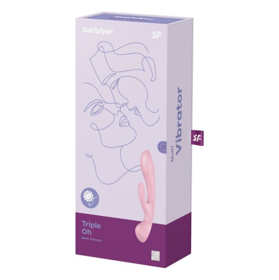 Satisfyer Vibrator APMIERINĀTĀJS - TRIPLE OH HIBRĪDA VIBRĀCIJA ROZĀ