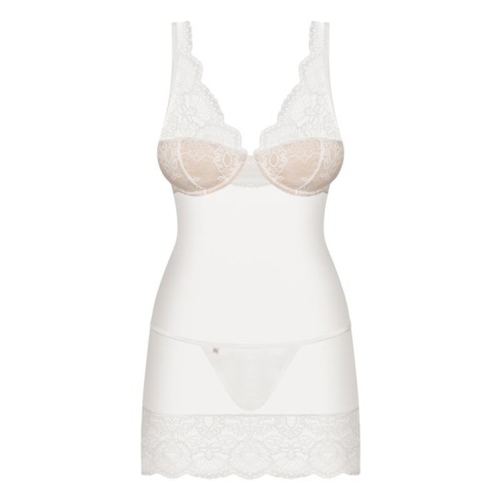 Obsessive 853-CHE-2 Chemise AND Thong White