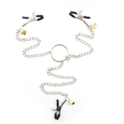 Latetobed Bdsm Line Nipeļu skavas un Clit skavas ar ķēdes metālu