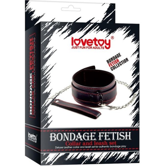 Lovetoy Ошейник и поводок бондаж черный