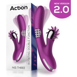 Action Nr. Trīs rotators ar 360 grādu rotējošām bumbiņām un stimulējošu riteni