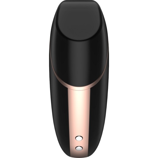 Satisfyer Connect APMIERINĀTĀJA MĪLESTĪBAS TRĪSSTURA GAISA PULSU STIMULĀTORS UN VIBRATORS — MELNS