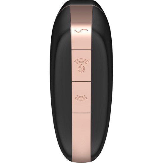 Satisfyer Connect APMIERINĀTĀJA MĪLESTĪBAS TRĪSSTURA GAISA PULSU STIMULĀTORS UN VIBRATORS — MELNS