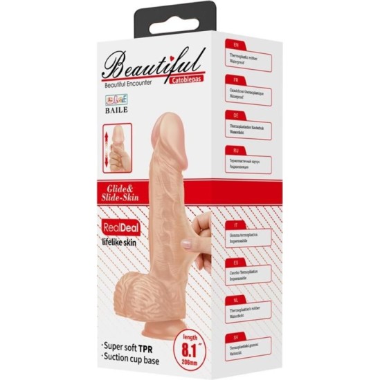 Baile Dildos SKAISTS IEKĀRTAS CATOBLEPAS FLEXIBLE REĀLISTS DILDO 20,6 CM - NATURAL