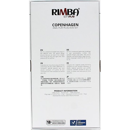 Rimba Toys Набор из 2 анатомических анальных пробок Copenhagen Black