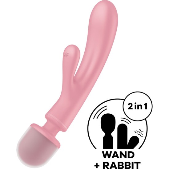 Satisfyer Vibrator APMIERINĀTĀJS - TRIPLE LOVER RABIT VIBRATOR MASAGER ROZĀ