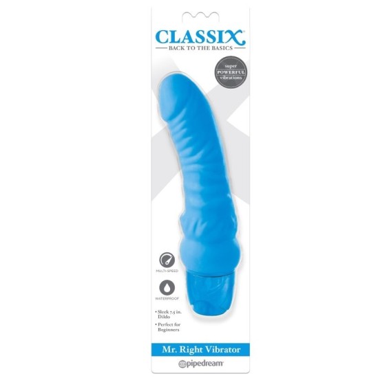 Classix VIBRĒJOŠS DILDO MR. LABAIS MULTI-ĀTRUMS 15,5 CM ZILS