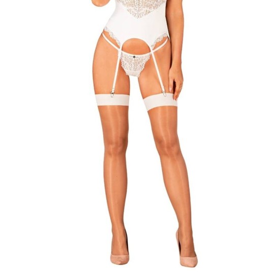 Obsessive Garter & Stockings OBSESSIVE - S814 STOCKINGS WHITE S/M