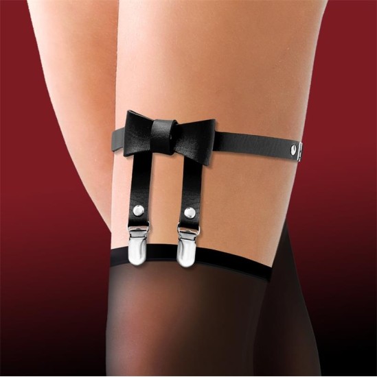 Cinderella Garter with Bow Tie Vegan Leather One Size