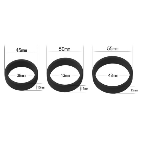 Lovetoy Pack of 3 Penis Ring Power Ring Black