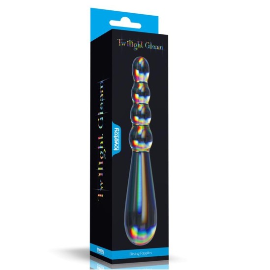 Lovetoy Glow in the Dark Glass Dildo Twilight Gleam Rising Ripples