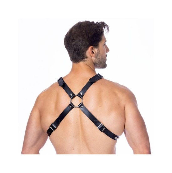 Bondage Play Cross Adjustable Leather Harness