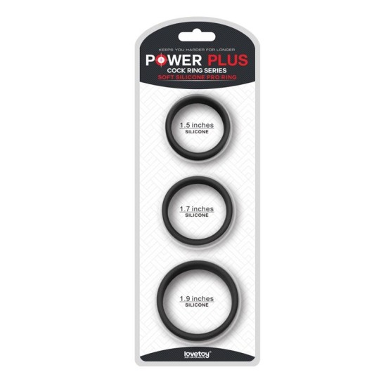 Lovetoy Pack of 3 Penis Ring Power Ring Black