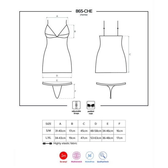 Obsessive 865-CHE-1 Peņuārs un stringi, melni