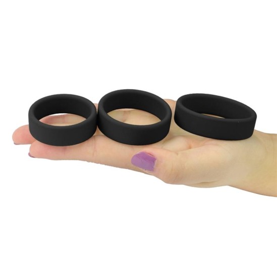 Lovetoy Pack of 3 Penis Ring Power Ring Black