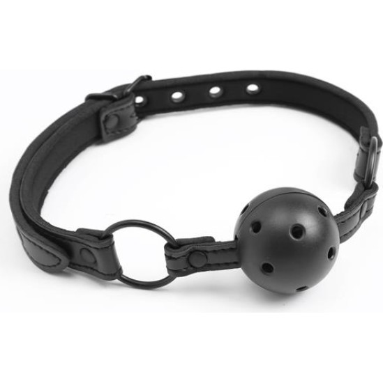 Intoyou Black Shadow Adjustable Brrathable Ball Gag Vegan Leather