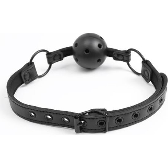 Intoyou Black Shadow Regulējama Brrathable Ball Gag Vegan Leather