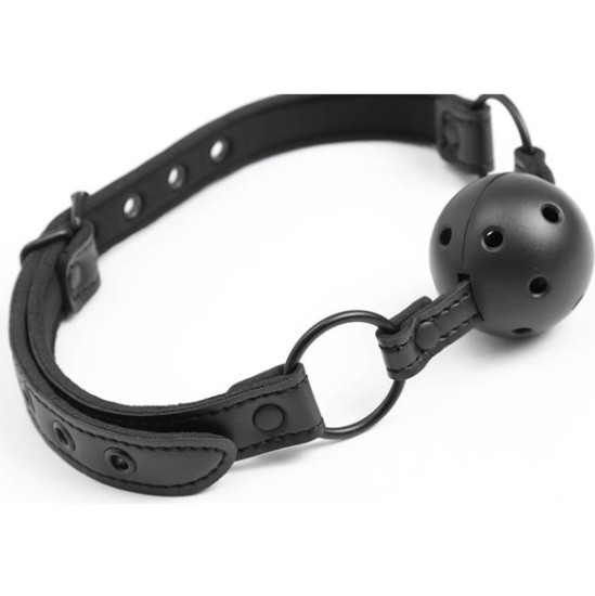 Intoyou Black Shadow Adjustable Brrathable Ball Gag Vegan Leather