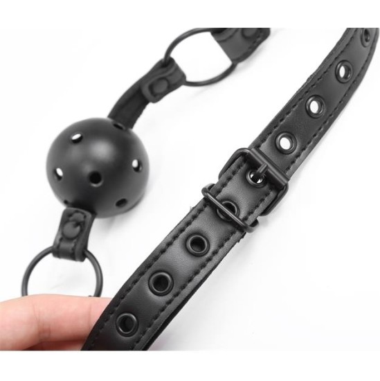 Intoyou Black Shadow Regulējama Brrathable Ball Gag Vegan Leather