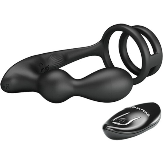 Pretty Love Male PRETTY LOVE - MARSHALL PENIS RING WITH VIBRATORY ANAL PLUG WITH REMOTE CONTROL