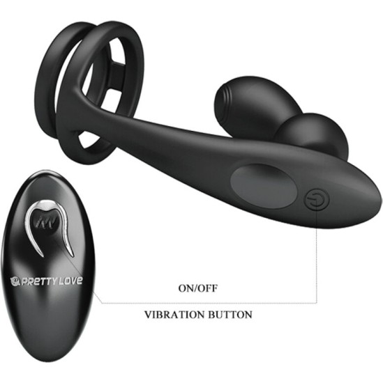 Pretty Love Male PRETTY LOVE - MARSHALL PENIS RING WITH VIBRATORY ANAL PLUG WITH REMOTE CONTROL