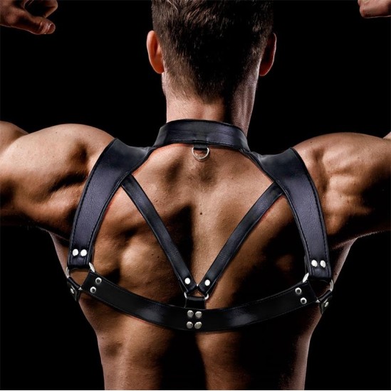 Intoyou Bdsm Line Darius Chest Bondage zirglietas vīriešiem, vegānu āda