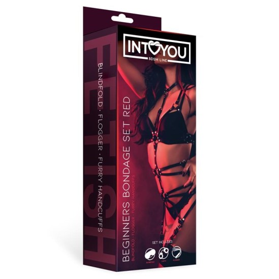 Intoyou Bdsm Line Algajatele mõeldud Bondage komplekt, 3 tükki, punane