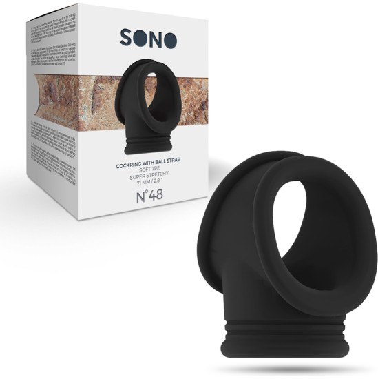 Sono N?48 COCK WITH TESTICLE STRAP BLACK