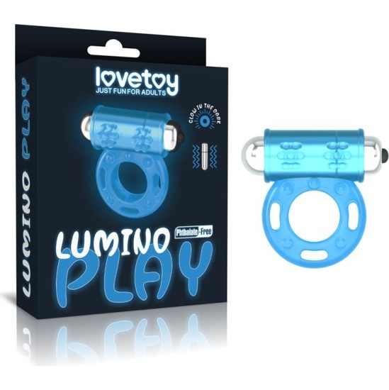 Lovetoy Lumino Play vibrējošs dzimumlocekļa gredzens zilā gaismā