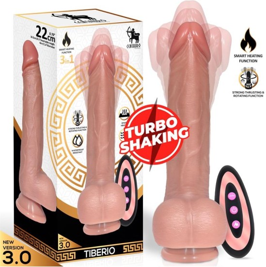 Centauro Tiberio Realistic Turbo Shaking Dildo with Thrusting, 360? Rotation, and Remote Control Liquid Silicone