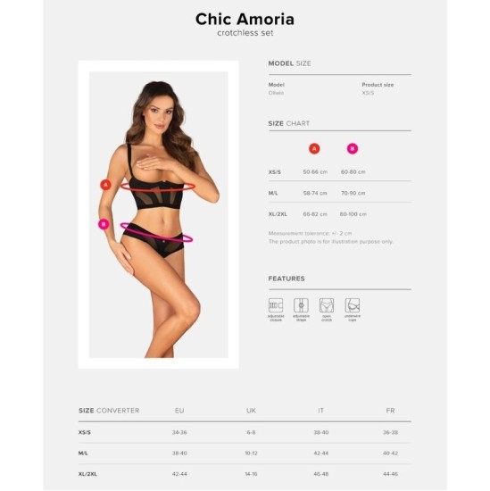 Obsessive Sets OBSESSIVE - НАБОР CHIC AMORIA 2 ПРЕДМЕТА БЕЗ ЧАШКИ M/L